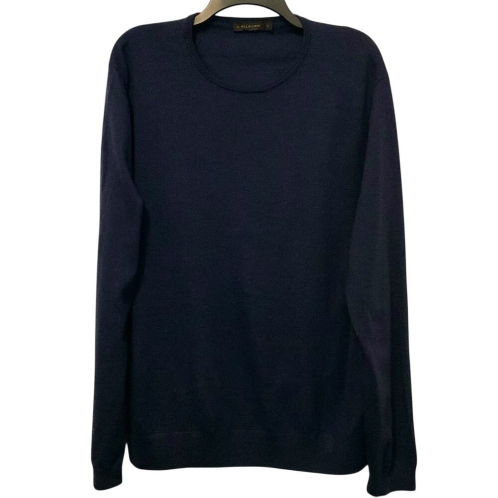 J Hilburn Merino Wool Sweater Blue Mens XL